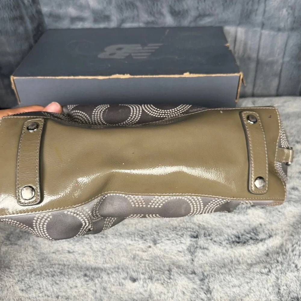 Coach Ashley Dotted Op Art Grey Olive Sateen Satchel Bag F20027